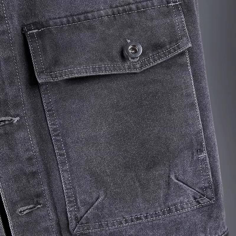 2024 new denim jacket Men's spring and autumn loose and handsome port breeze jacu shoulder sleeveless workpiece vest vest