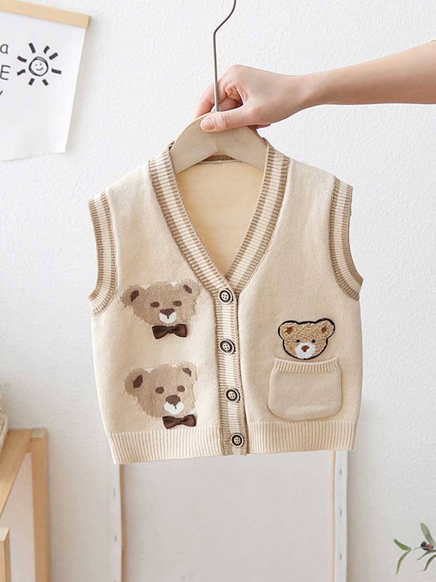 Children's sweater vest, boys with vests outside the vest, new baby, baby cartoon, bear sweater, shoulder shoulder