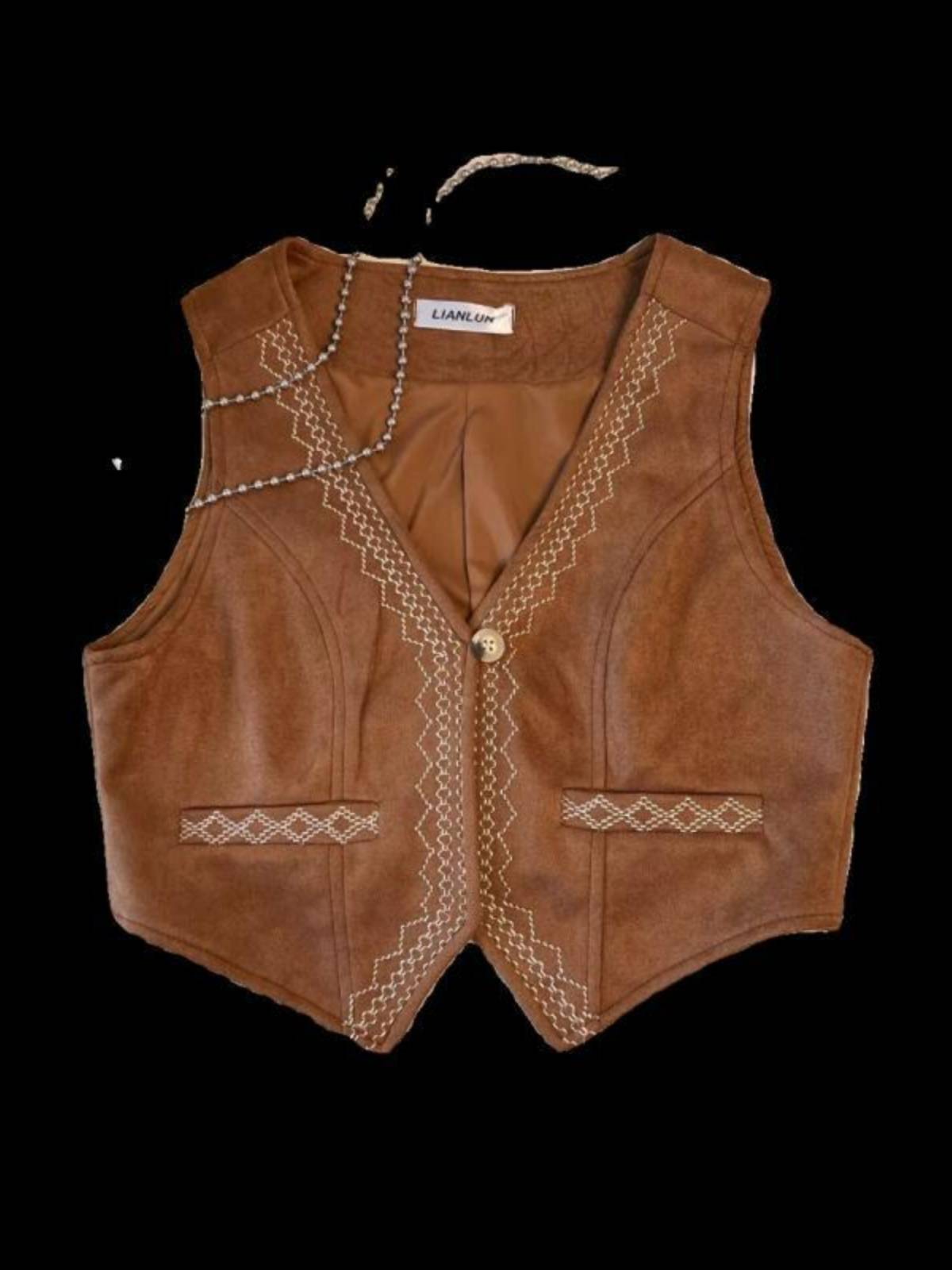 Bohemia retro heavy workers embroidered vest vest velvet vest women's travel wearing western denim hippopotus clip tops
