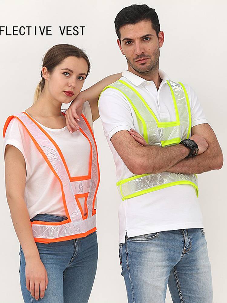 Jiahu reflective vest vest, reflective clothes riding V -shaped construction building protective horse clip yellow and white printed words