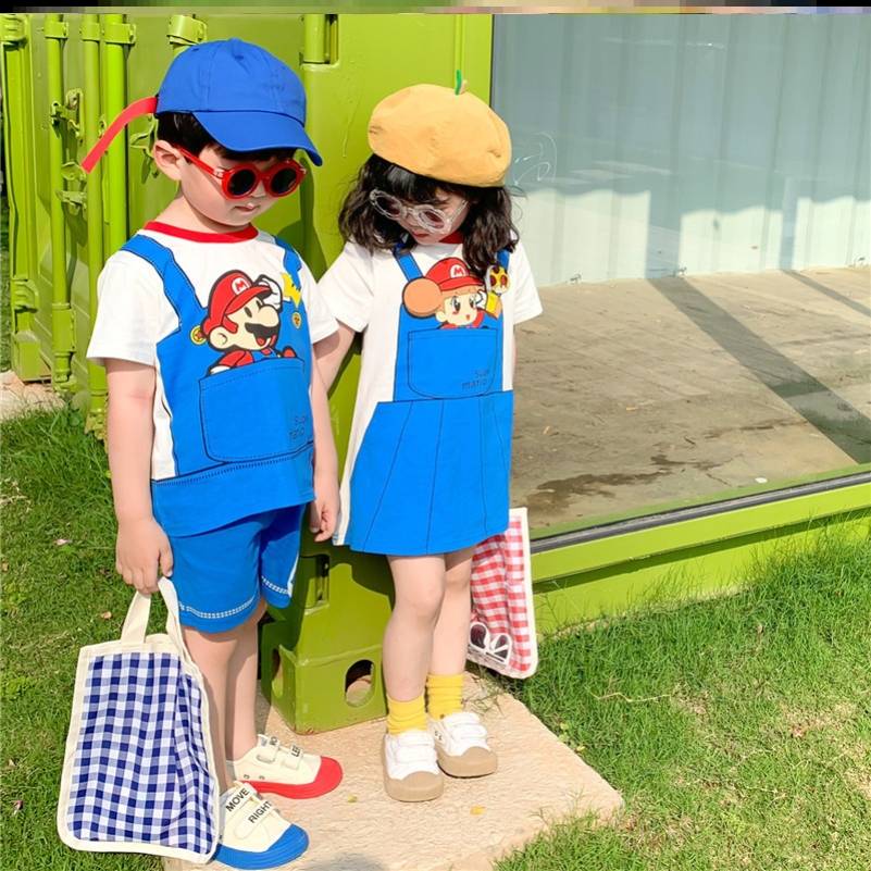 Children's Day Mario Clothing Super Mario Cosplay Kindergarten Show Short Sleeve