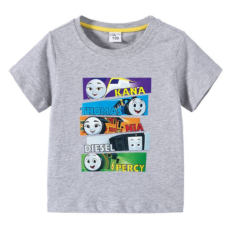 Children's clothing pure cotton children's summer short -sleeved T -shirt male girl Thomas Thomas small train clothes