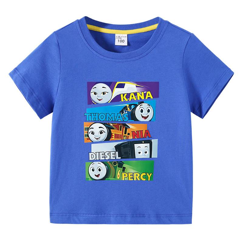 Children's clothing pure cotton children's summer short -sleeved T -shirt male girl Thomas Thomas small train clothes