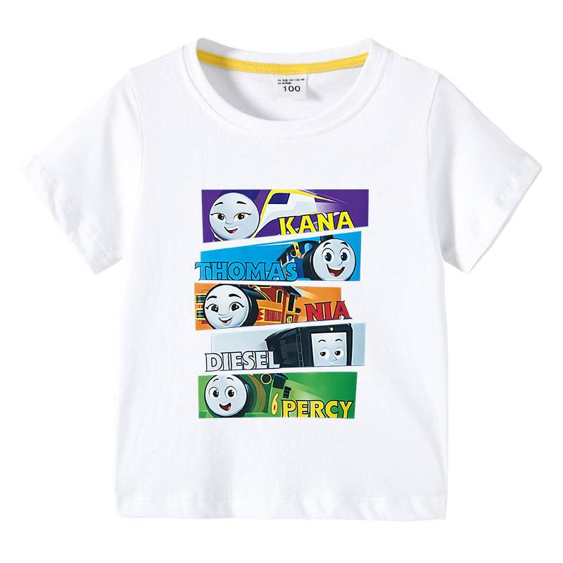 Children's clothing pure cotton children's summer short -sleeved T -shirt male girl Thomas Thomas small train clothes