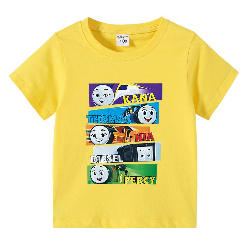 Children's clothing pure cotton children's summer short -sleeved T -shirt male girl Thomas Thomas small train clothes