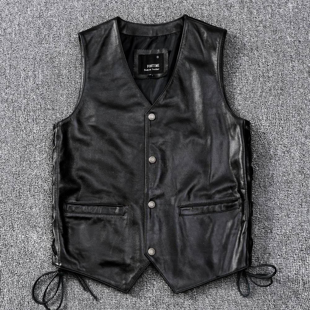 Harley locomotive vest male leather vest head layer cowhide leather slim -fit Vedic horses clip special new product tide