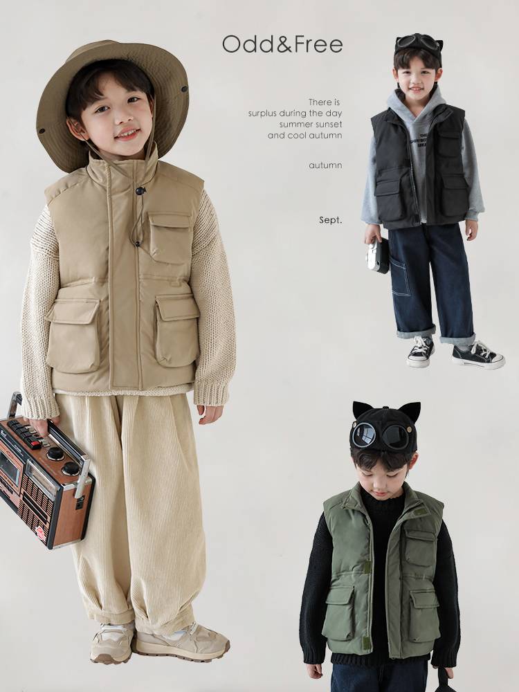 ODDTTAILS Boys 2023 New Workers' Cotton Vests Warm Extremely Big Big Big Big Big Big Big Big Big Big Big Shop