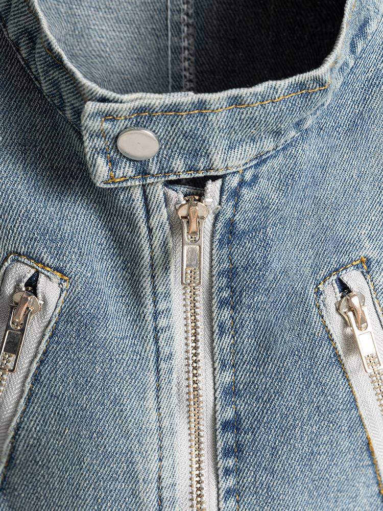 Net red small incense wind short vest female summer 2024 new straight denim hippot stacked wears a small shoulder jacket