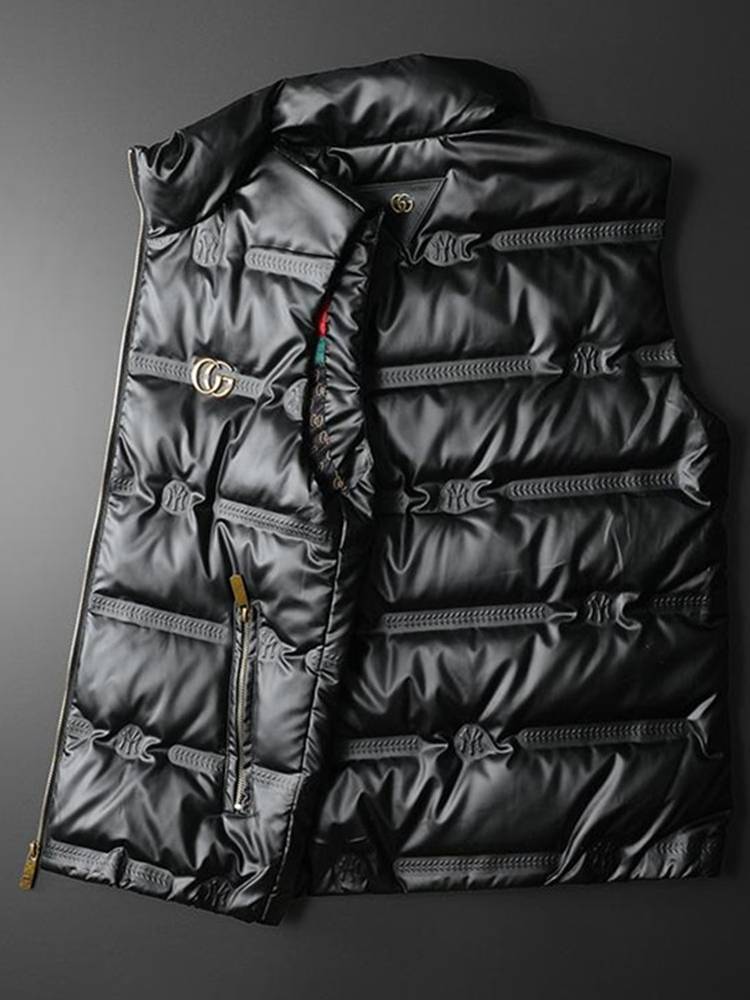 European station winter men's stand -up collar down vest vests, shoulder tide brand shiny sleeveless white duck down vest jacket men's models