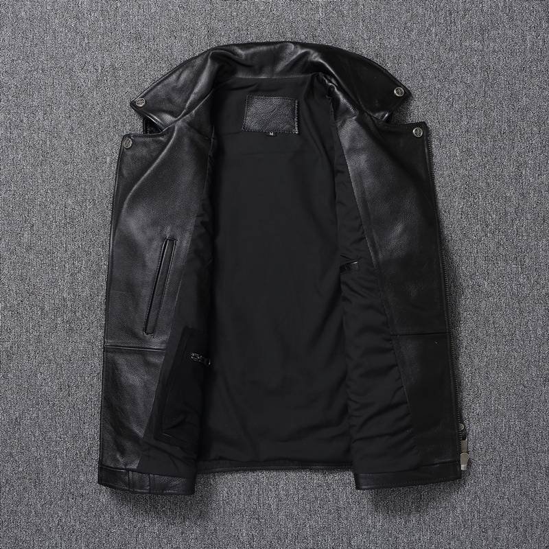 Harley's new locomotive vest head layer cowhide leather leather coat male slim short lapels leather shoulder motorcycle clothing