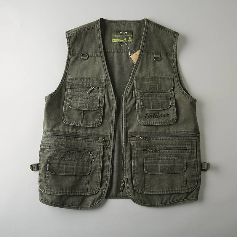 Tail Single Men's Ame Kazakhs American Gongchee Retro S three -dimensional Pocket Squaned Men's Vest Vests Shoulder Shoulder Shoulders