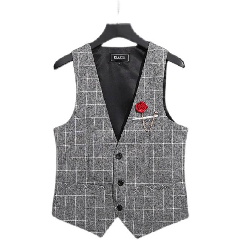 British retro Jili slim slim slim latrota Men's three -dimensional cuts men's suit pants and vests two -piece set