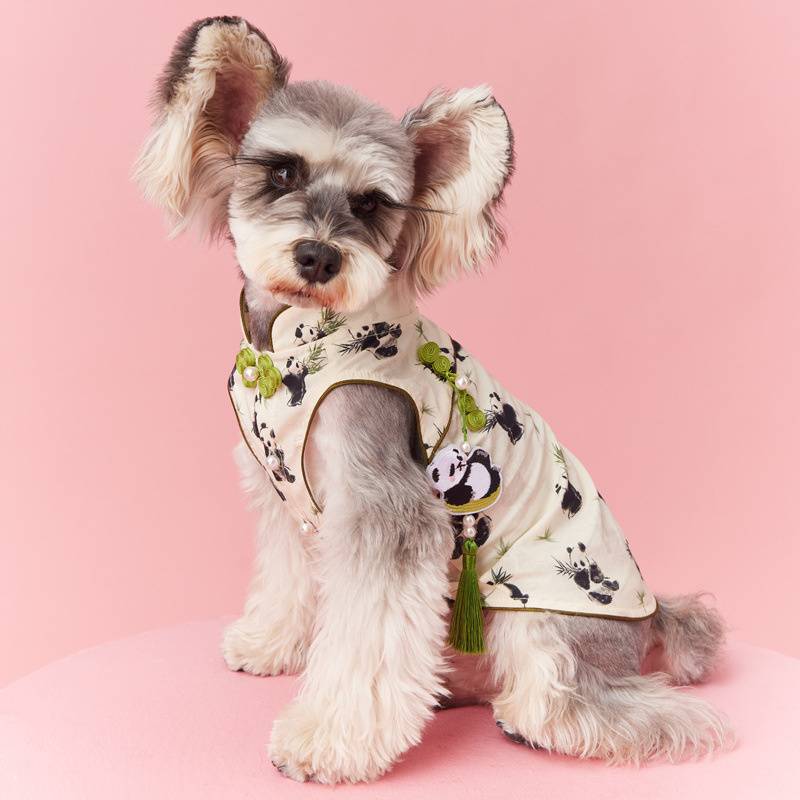 Puppy clothes spring and summer sleeveless vest Suronerbi Bear Malzis cat panda cheongsam dress