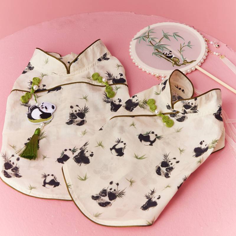 Puppy clothes spring and summer sleeveless vest Suronerbi Bear Malzis cat panda cheongsam dress