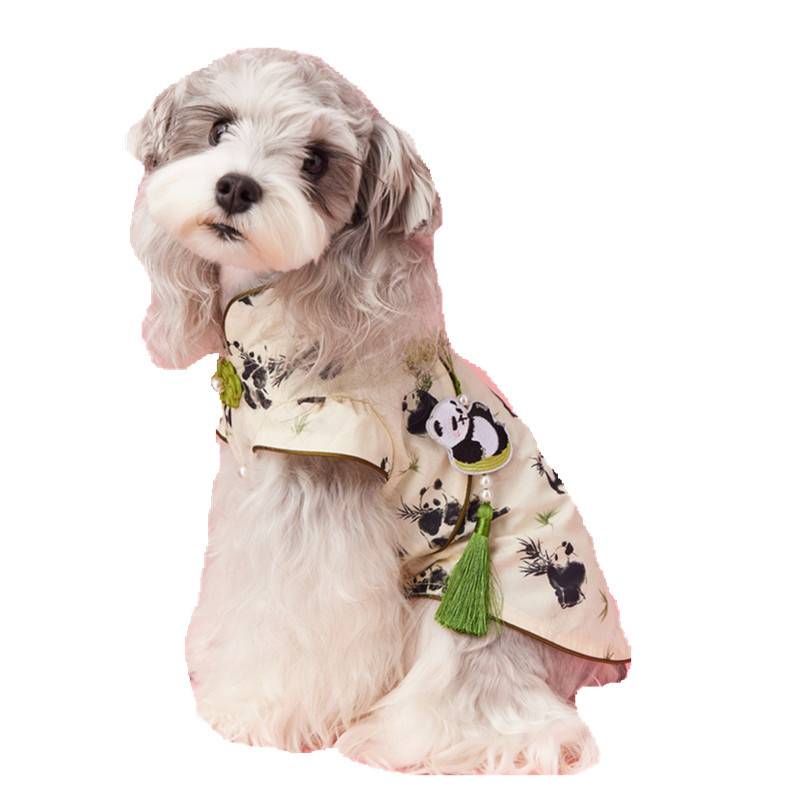 Puppy clothes spring and summer sleeveless vest Suronerbi Bear Malzis cat panda cheongsam dress