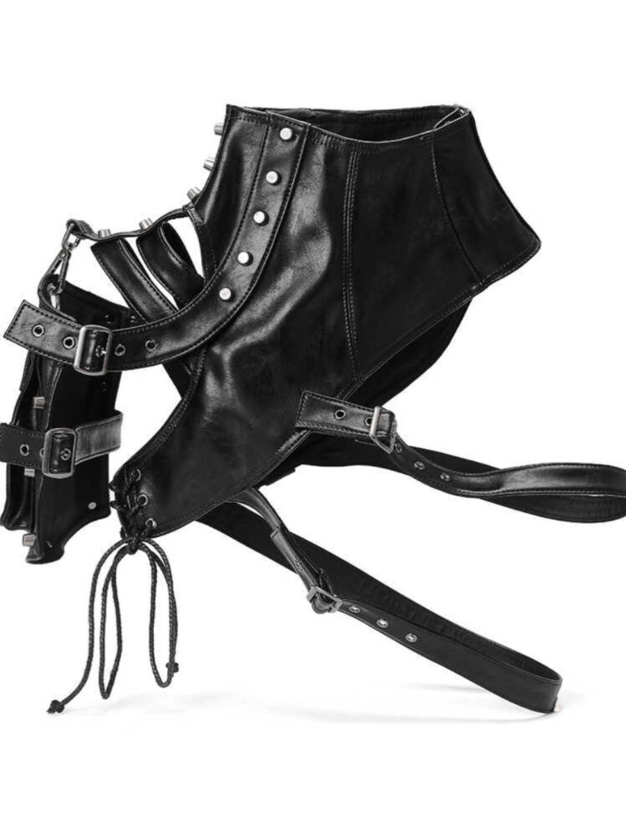 Photo concave shape leather, shoulder binding, retro vest steam steaming, steam punk riveted locomotive armor combat clothing