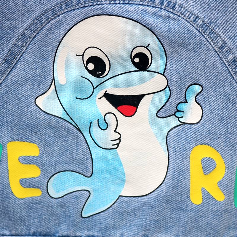 Children's soft denim vest boys 2024 spring and autumn new Korean baby cartoon vest children's handsome autumn tide