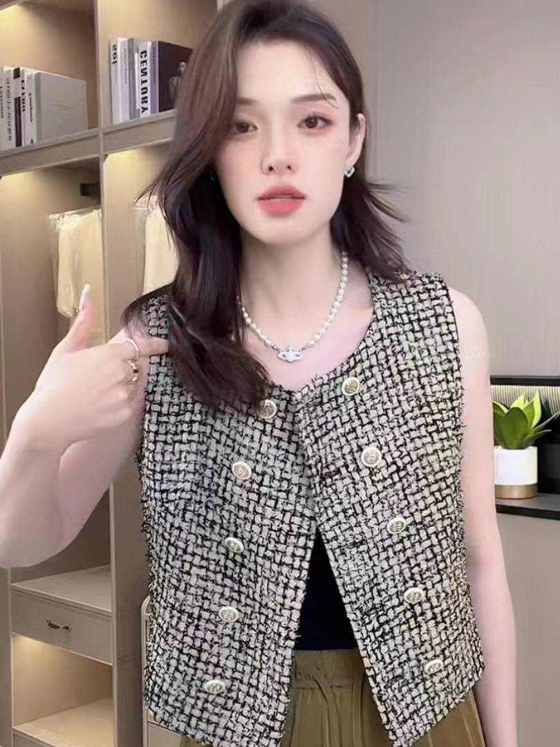 Autumn ladies vest vest fashion outside the horse clip jacket conventional round neck sleeveless and thick flower, Xiaoxiang style