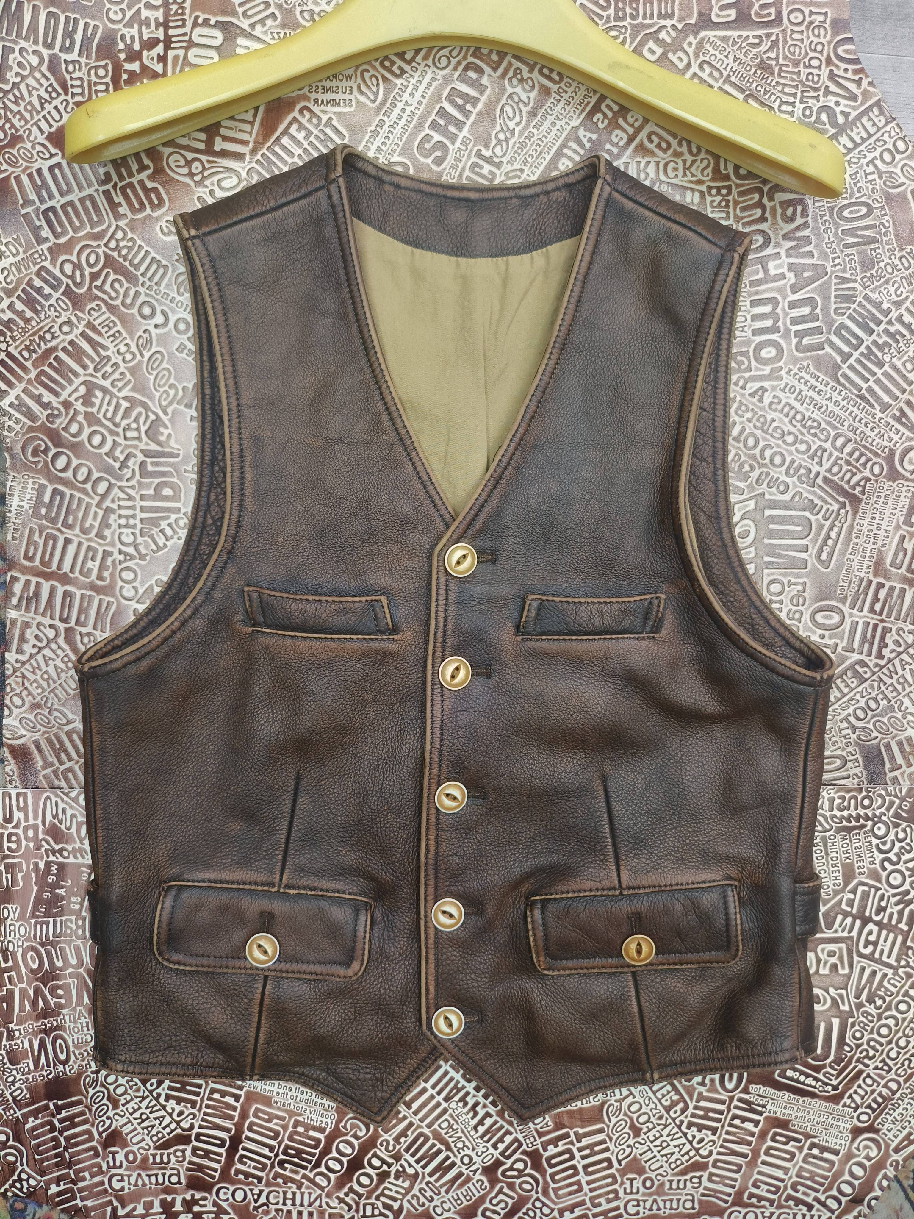 Retro -style men's vest leather jacket