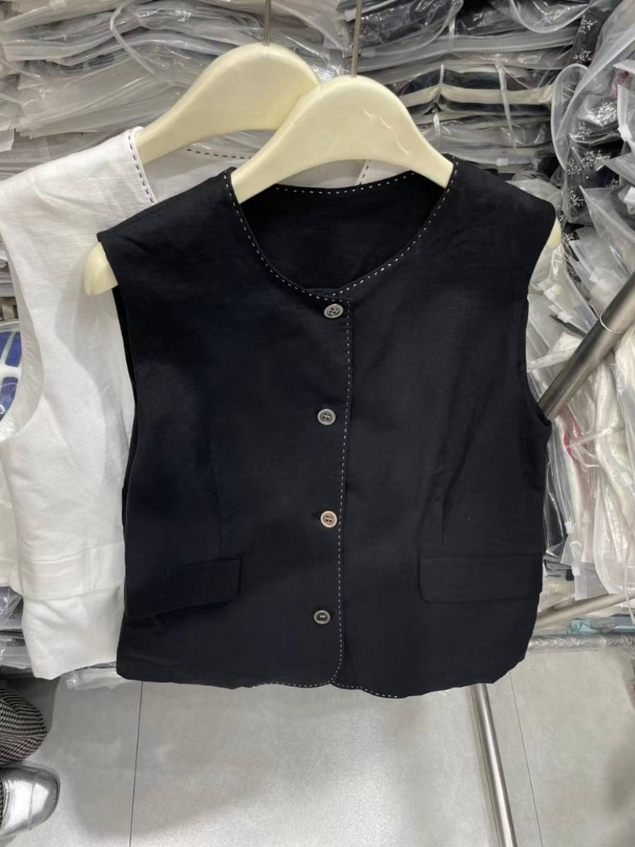 Xiaoxiangfeng casual vest female 2024 summer European goods fashionable versatile thin sleeveless shoulder cardigan outer jacket