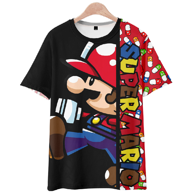 Summer new Mario T -shirt men and women super Mary short -sleeved student couple sets of loose clothes tide