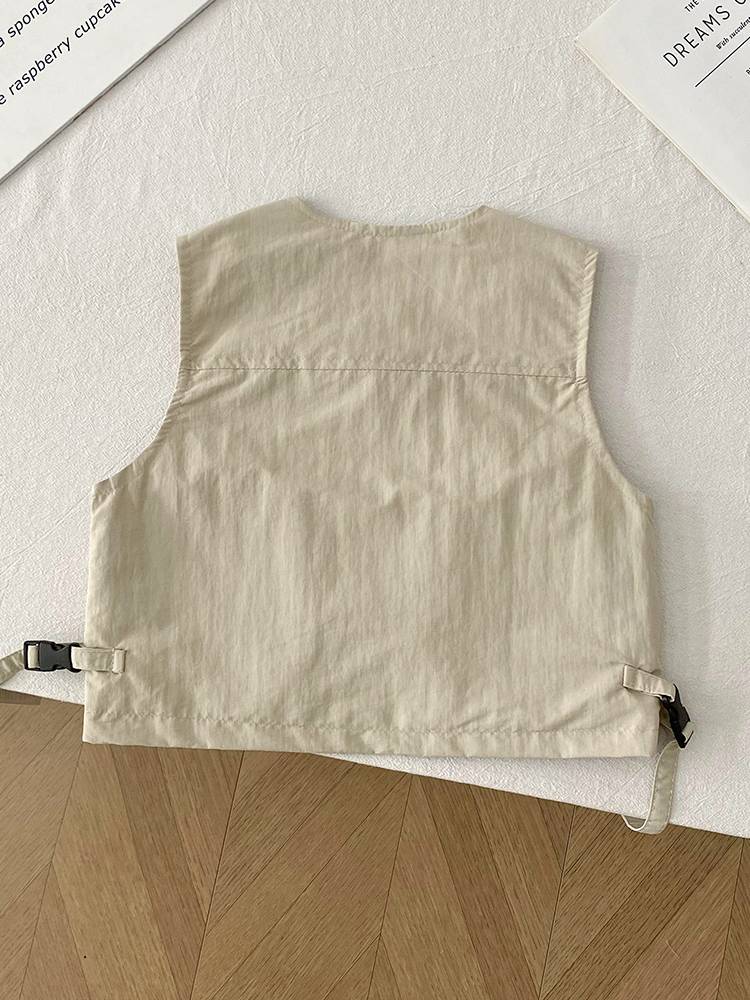 Boys multiplayer functional sleeveless workpiece vest 2024 Summer new children's pure cotton jackets Small children summer dress