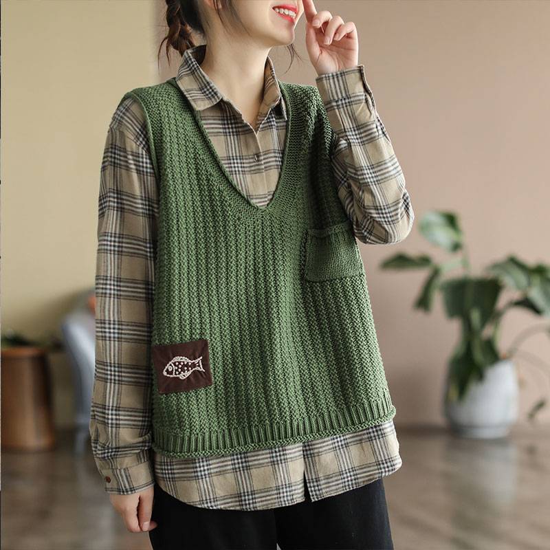 Counter shopping mall withdrawn from international big -name cut label V -neck retro vest female spring vest outside the shoulder top