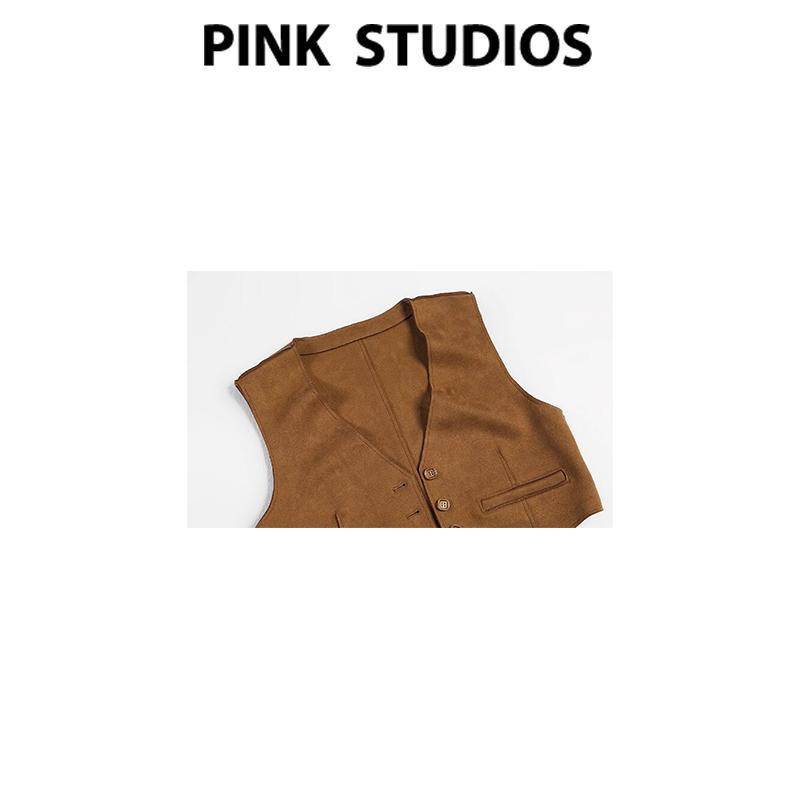 Retro suede V -neck horse Jia female summer national style with short loose vest stacking brown holiday top
