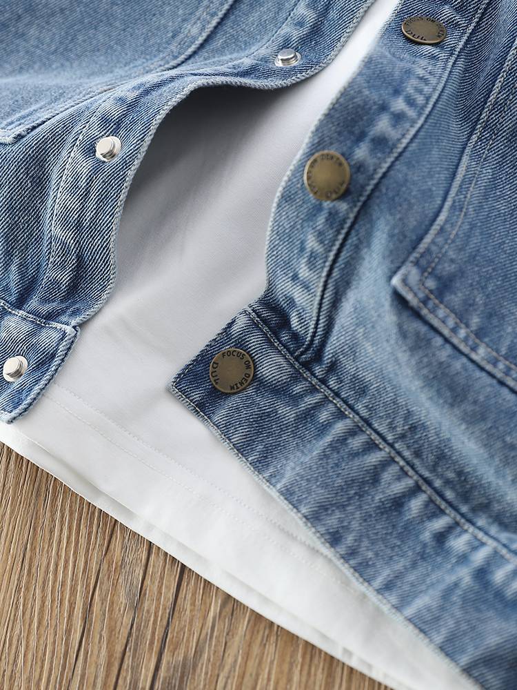 Boys denim vests handsome tide boys' clothes in the clothes, big children wearing vests, spring and autumn children's horses clip Korean version of the Korean version
