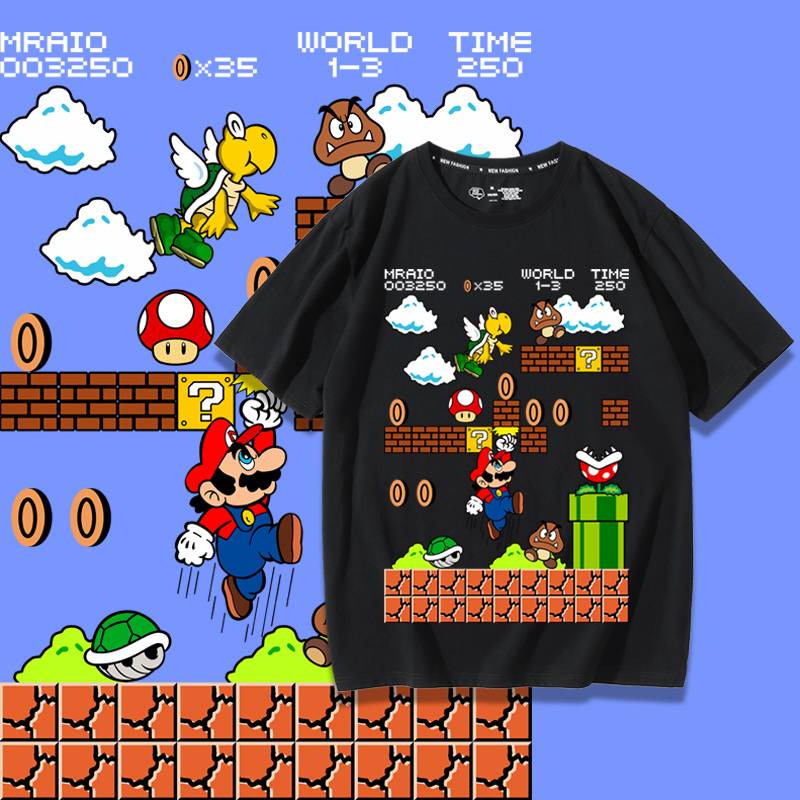 SUPER MARIE T-SHIRT MARIO'S JOINT CLOTHES ARE A RETROGRADE, LOOSE, AND SIMPLE COTTON SHORT SLEEVE