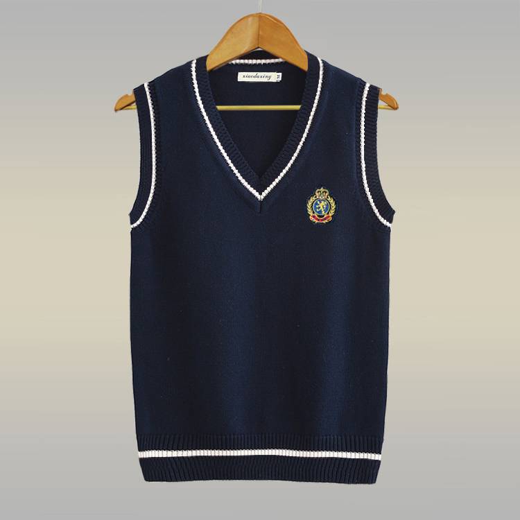 wearing vests for junior high school students v-collar-coloured schoolgirls