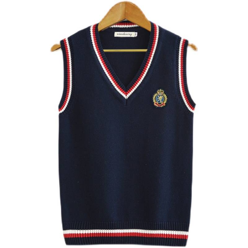 wearing vests for junior high school students v-collar-coloured schoolgirls