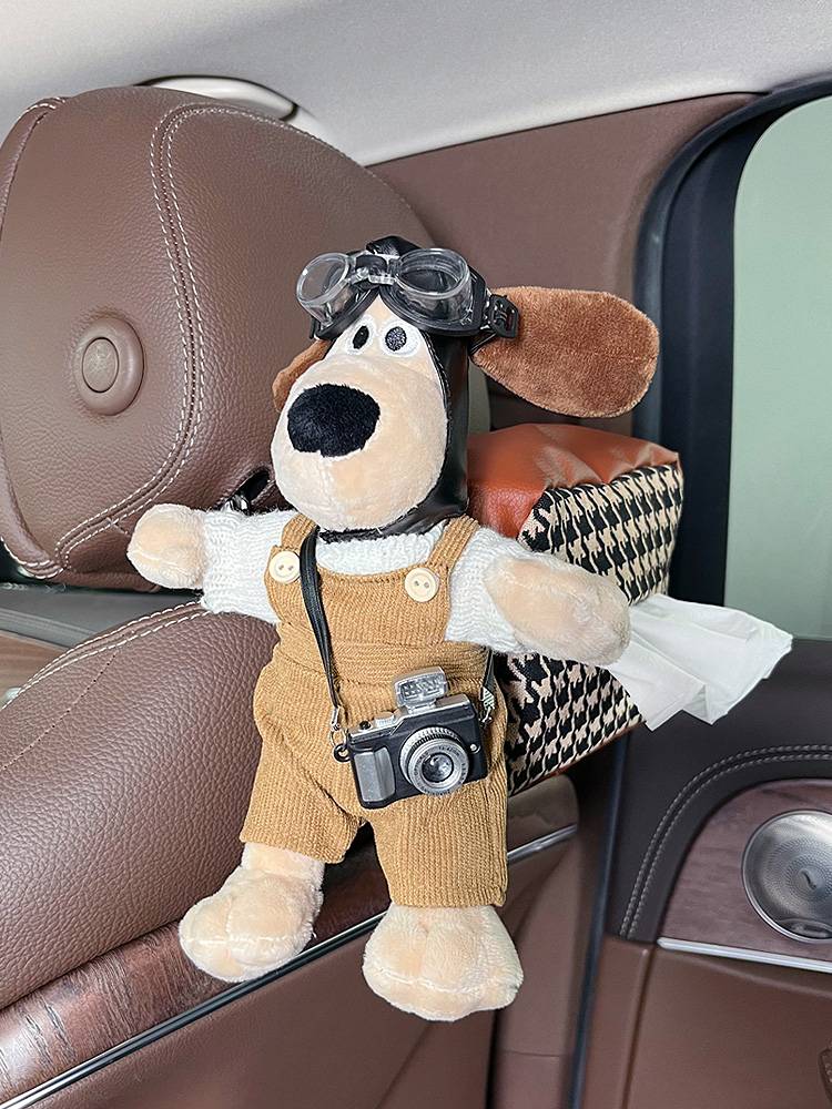 Mercedes -Benz car tissue box hanging type head dog doll creative paper drawing box armcu pump box high -level sensory BMW