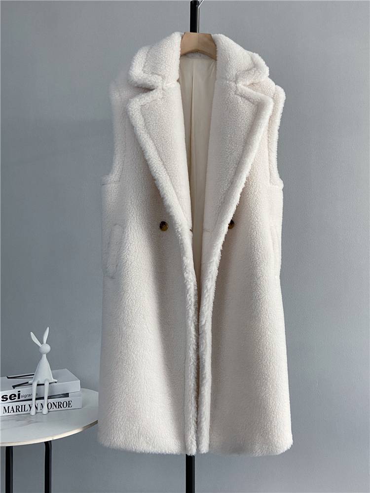 MAX new Teddy teddy bear coat fur mid -length vest autumn and winter 2024 camel velvet
