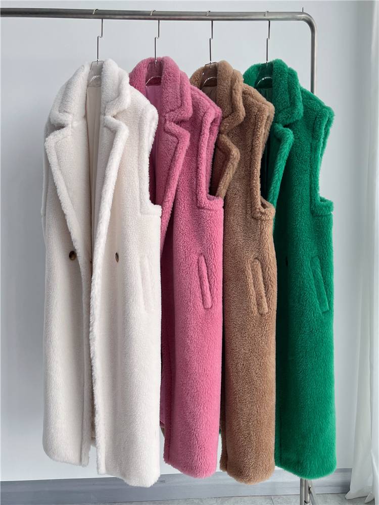 MAX new Teddy teddy bear coat fur mid -length vest autumn and winter 2024 camel velvet