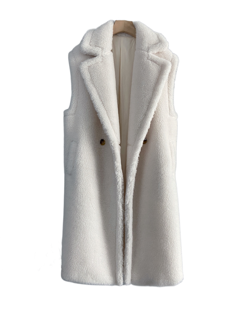 MAX new Teddy teddy bear coat fur mid -length vest autumn and winter 2024 camel velvet