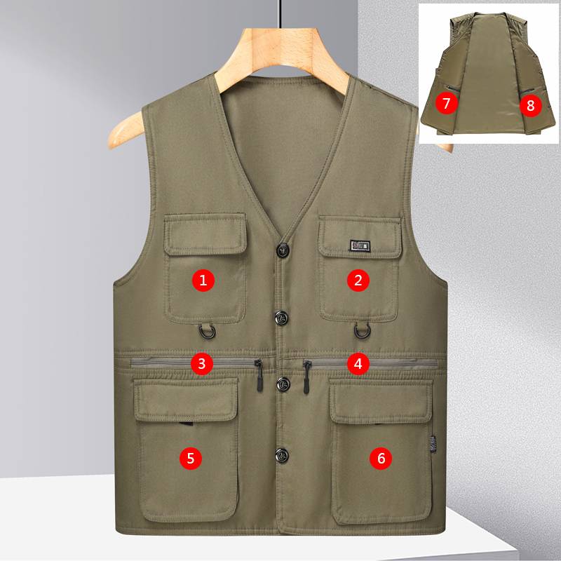 Middle -aged and elderly worker vests Men in summer Bo Dad's horses, pocket Pocket Pocket Old Man fishing vest Grandpa Grandpa Top