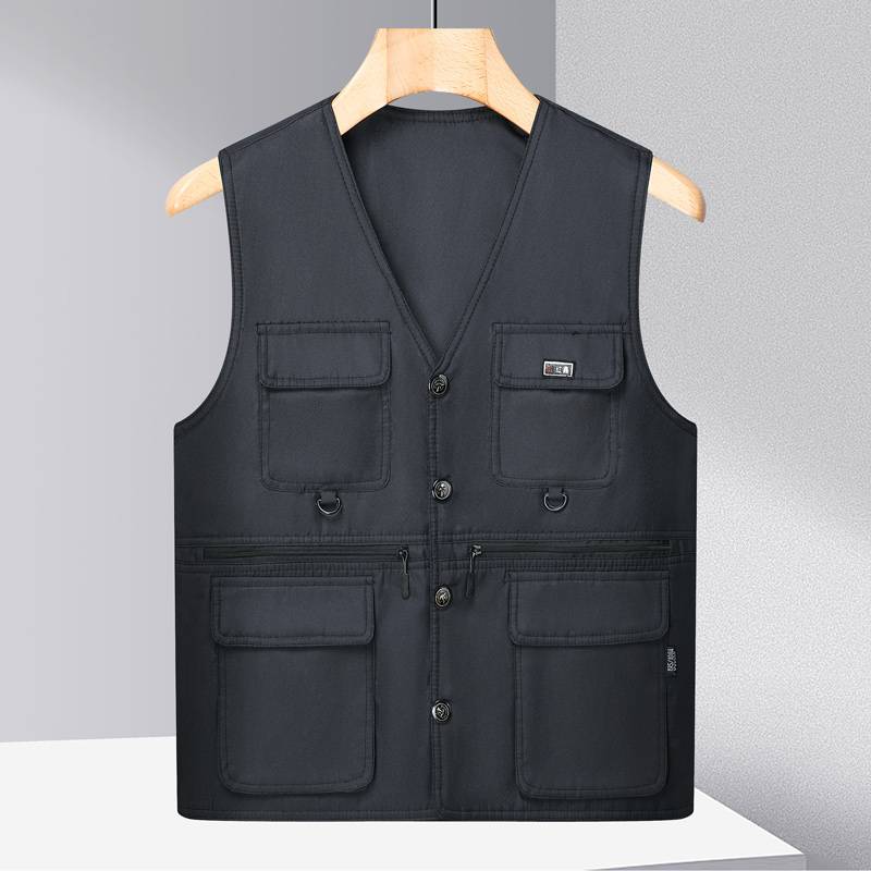 Middle -aged and elderly worker vests Men in summer Bo Dad's horses, pocket Pocket Pocket Old Man fishing vest Grandpa Grandpa Top