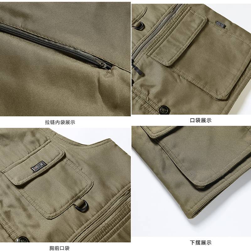 Middle -aged and elderly worker vests Men in summer Bo Dad's horses, pocket Pocket Pocket Old Man fishing vest Grandpa Grandpa Top