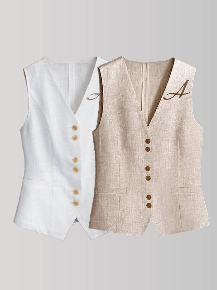 Cotton and Ma Ma A Girl 2024 Summer Summer Embroidery Thin Commuters Piece Persee Club Sleeveless Jackiers 7740-3