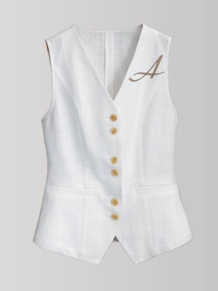 Cotton and Ma Ma A Girl 2024 Summer Summer Embroidery Thin Commuters Piece Persee Club Sleeveless Jackiers 7740-3