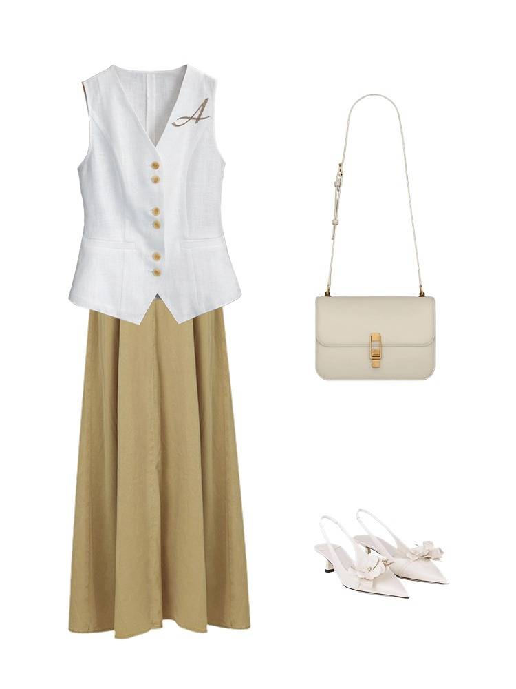 Cotton and Ma Ma A Girl 2024 Summer Summer Embroidery Thin Commuters Piece Persee Club Sleeveless Jackiers 7740-3
