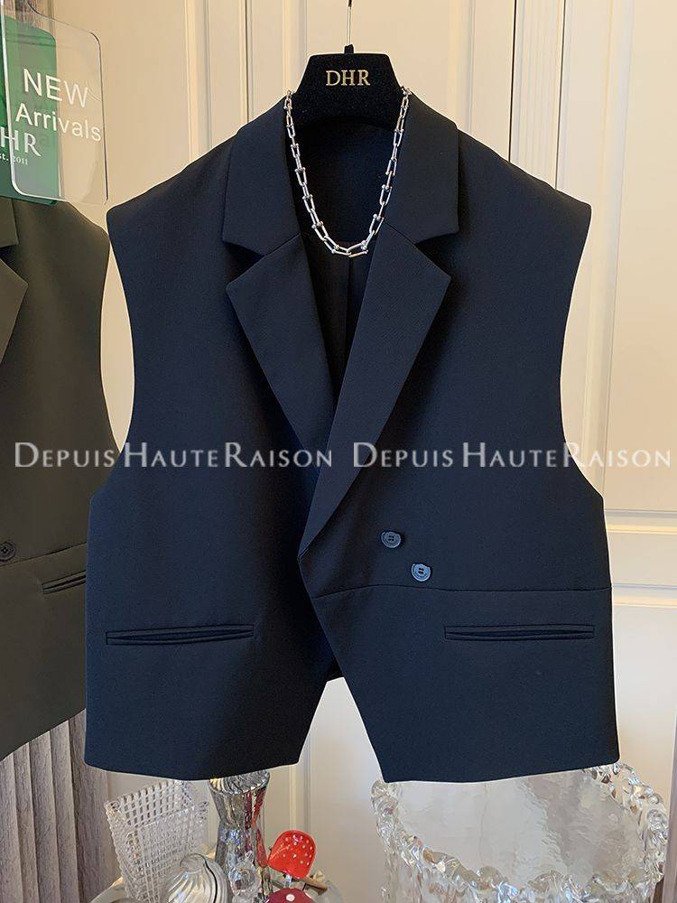Extra 300 catties of European goods high -level sensor sugar horses clip vest top men's irregular hem jacket 2