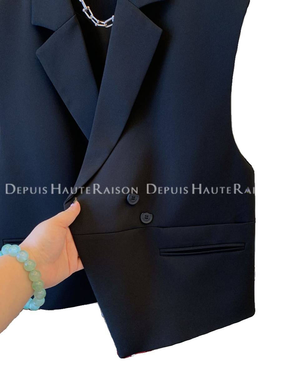 Extra 300 catties of European goods high -level sensor sugar horses clip vest top men's irregular hem jacket 2