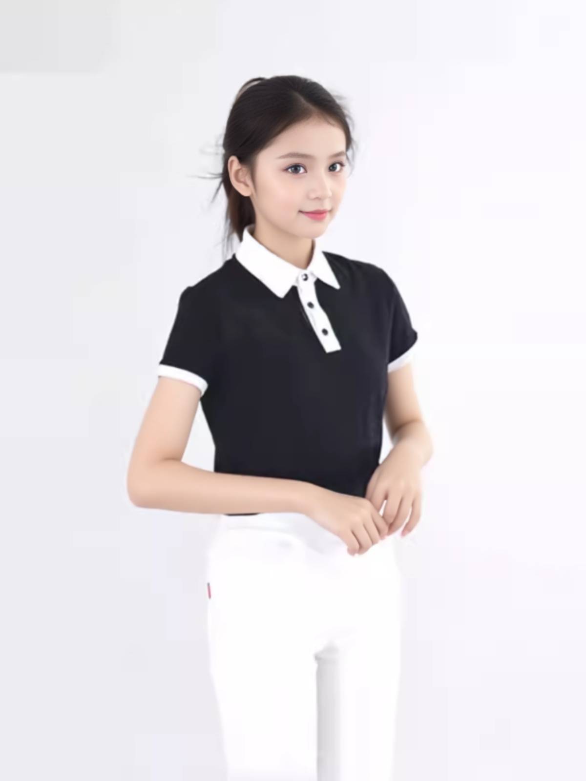 Children's Model Training Services Personal Etiquette Practice Service Children's Equestrian Cavaliers Horse Riding Server Short -sleeved T -shirt Uniform