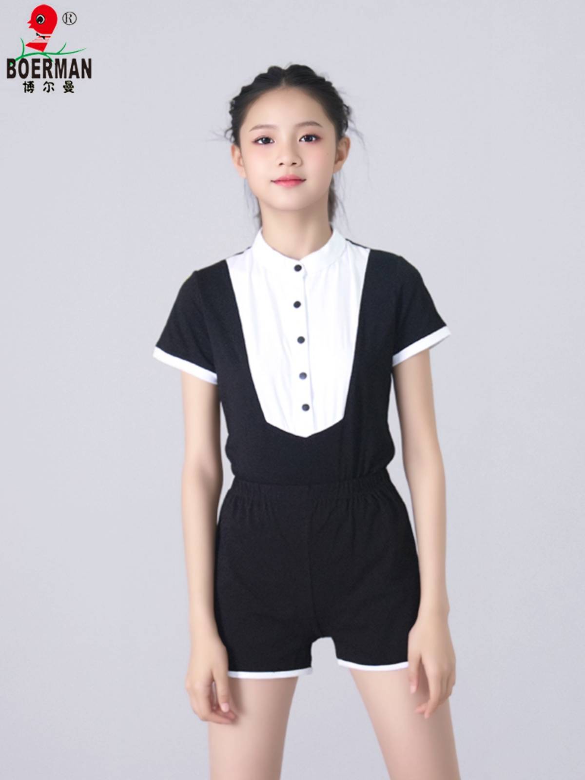 Children's Model Training Services Personal Etiquette Practice Service Children's Equestrian Cavaliers Horse Riding Server Short -sleeved T -shirt Uniform