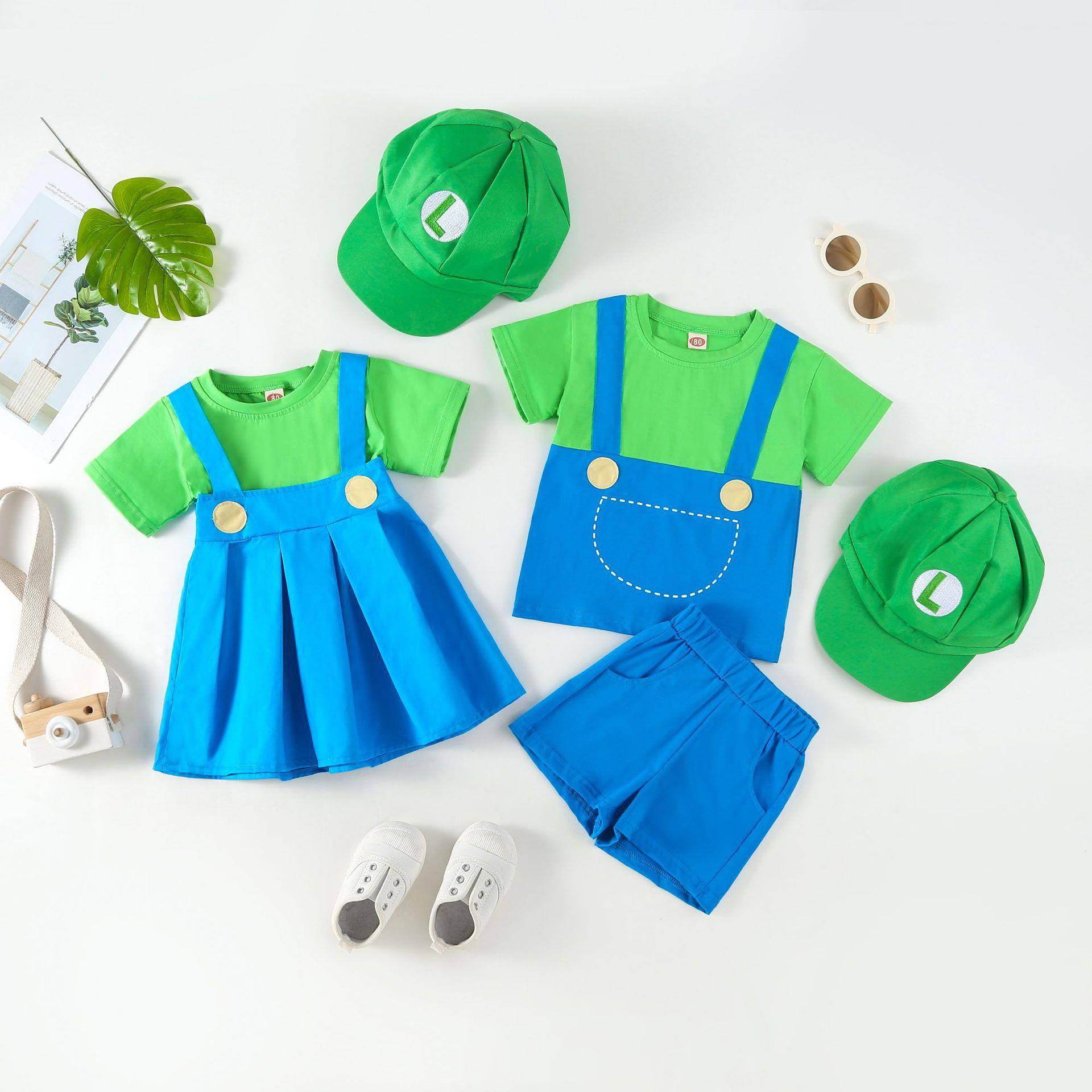 super marie child t-shirts, marios in mario's dress, kindergarten performance