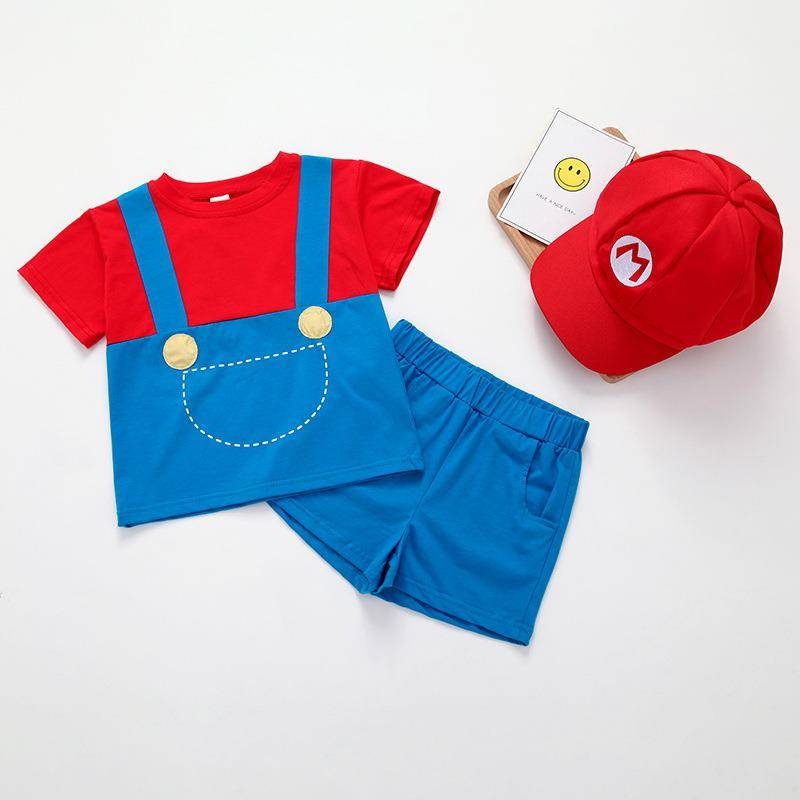 super marie child t-shirts, marios in mario's dress, kindergarten performance