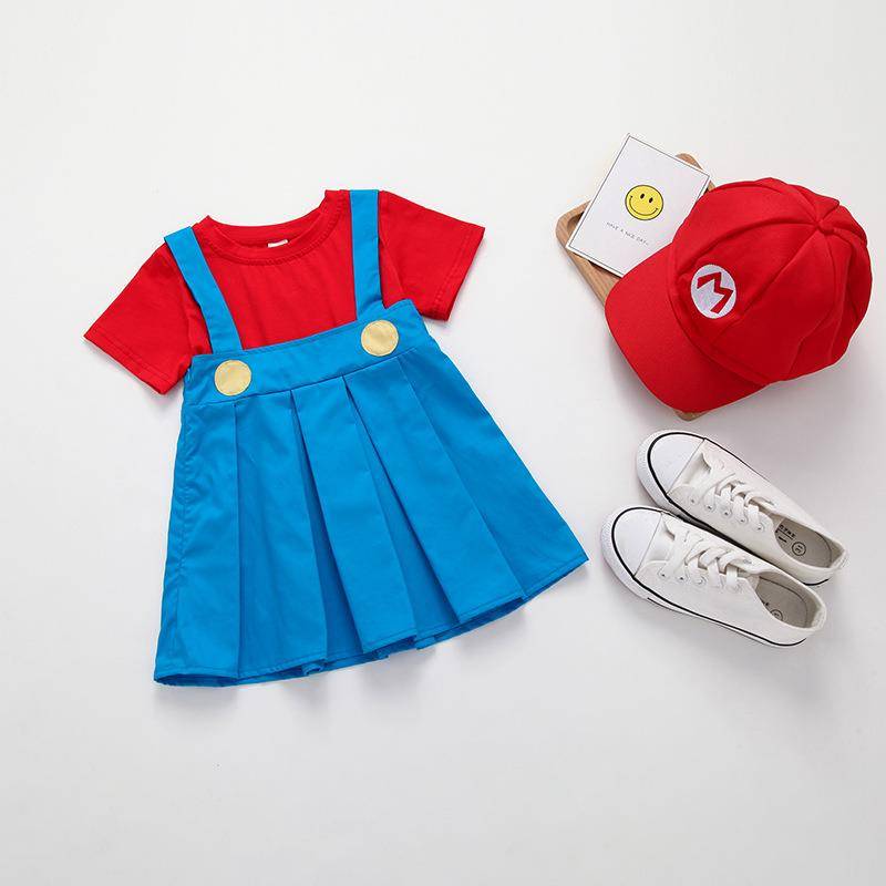 super marie child t-shirts, marios in mario's dress, kindergarten performance