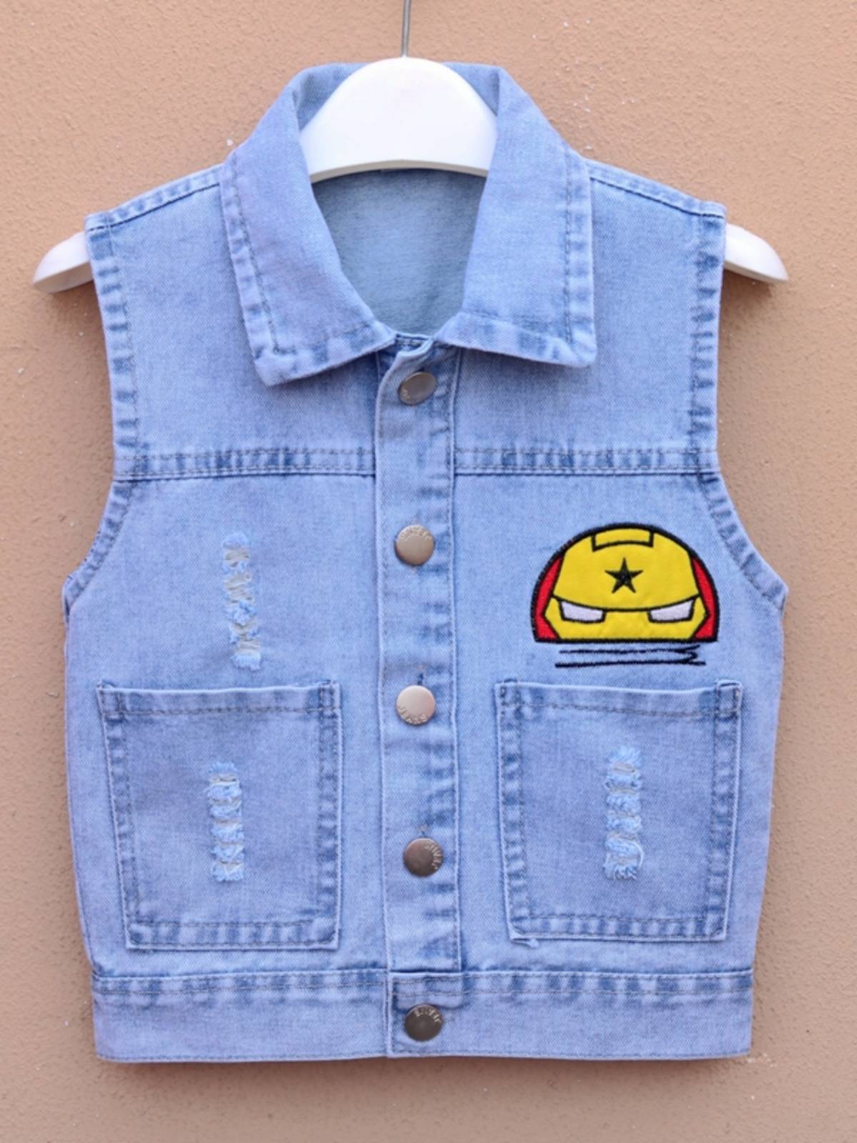 Children's vest spring, summer, autumn baby 4 denim 3 years old 1 cardigan 0 thin version 5 Korean version 2 boy spring female baby vest